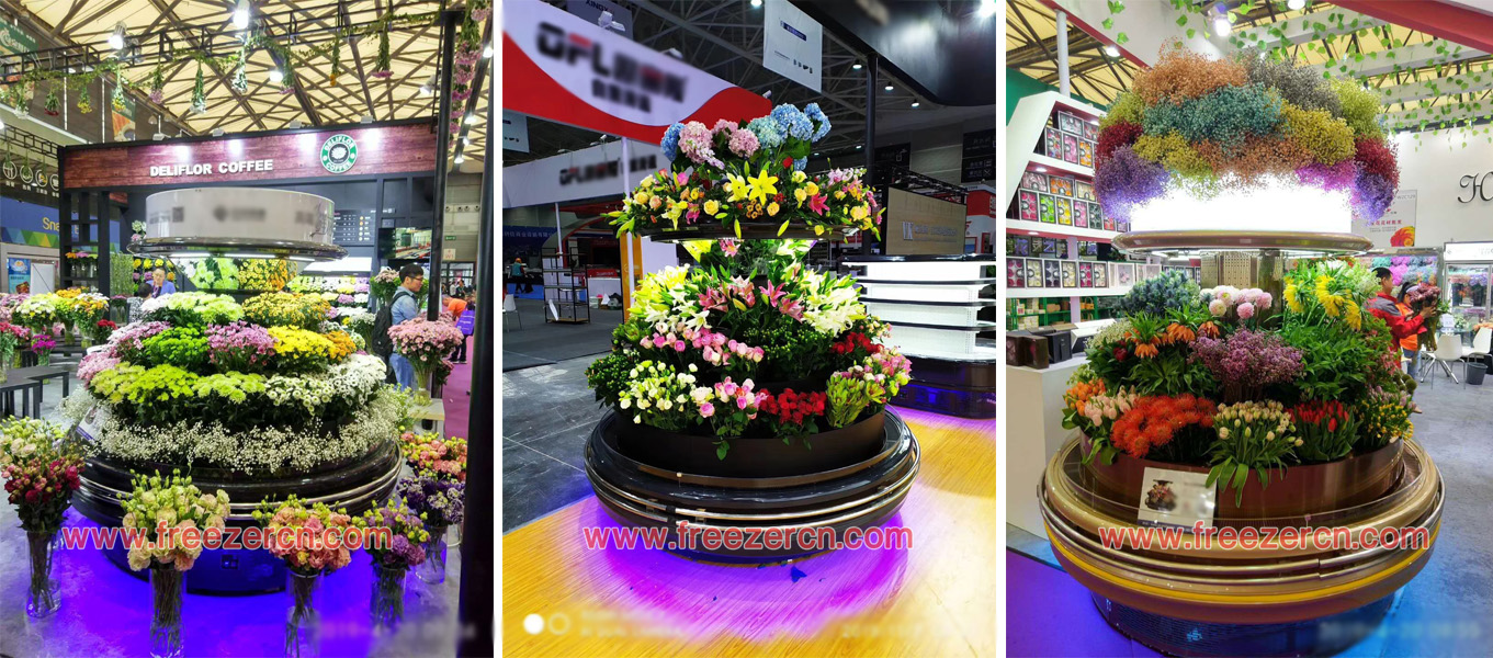 Circular floral cooler cabinet