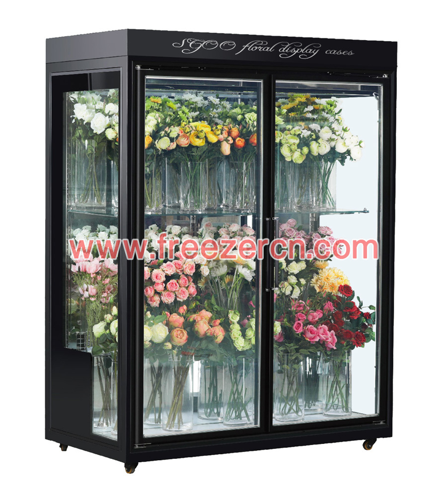 MS-Q19FE Rear mounted unit Glass door floral fridge