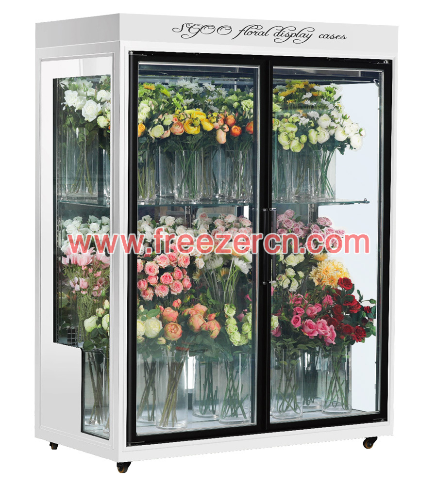 MS-Q19FE Rear mounted unit Glass door floral fridge