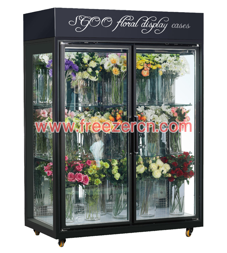 MS-Q19FQ Top mounted unit glass door cooler floral