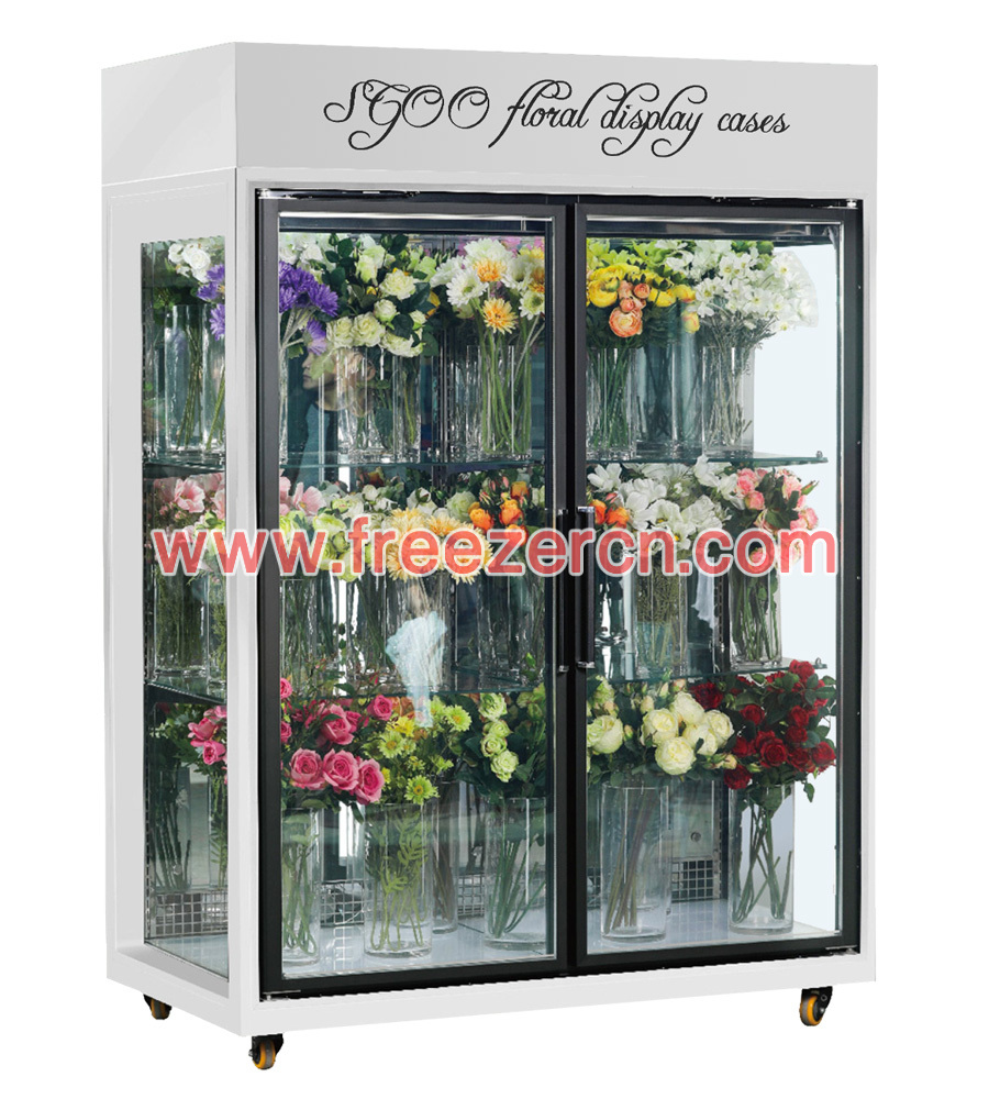 MS-Q19FQ Top mounted unit glass door cooler floral