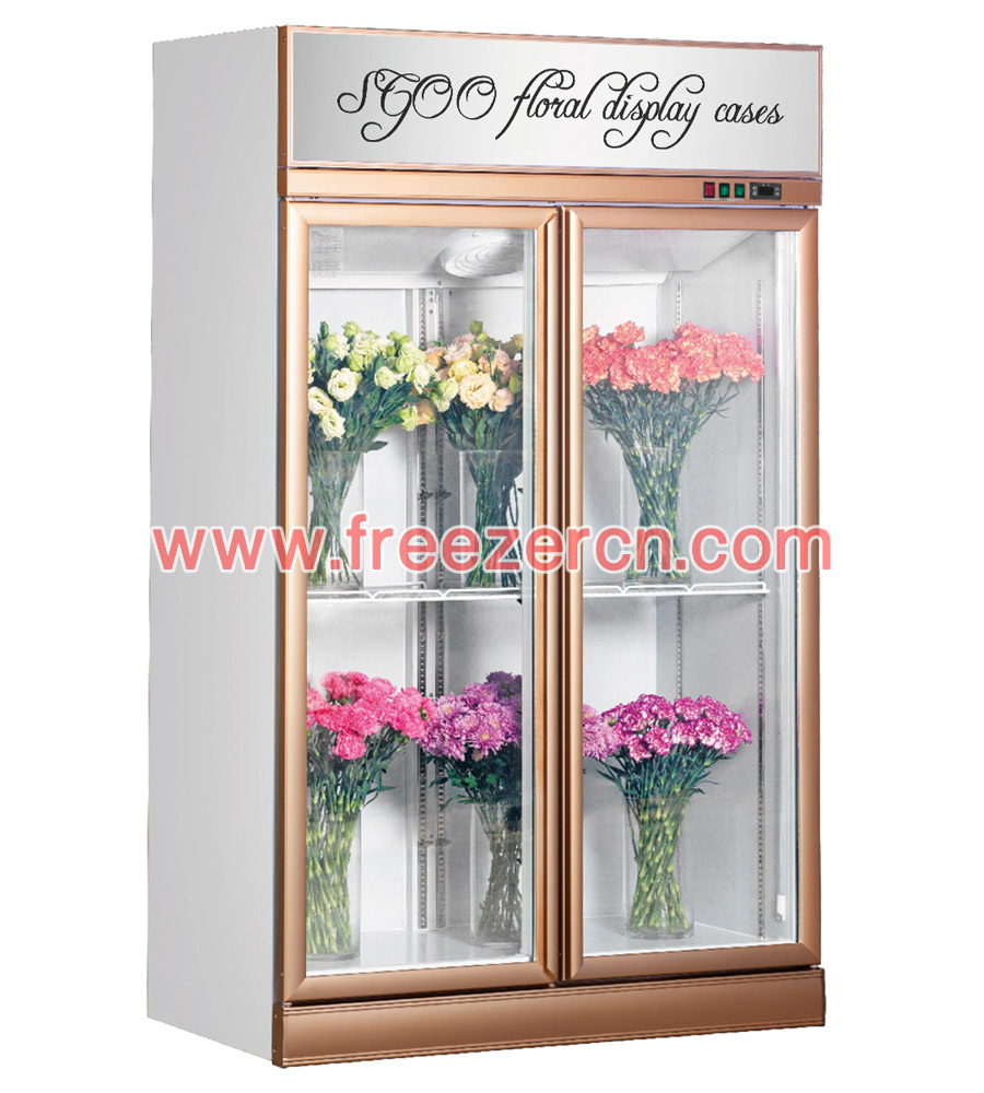 MS-19XH Rose gold glass door floral fridge