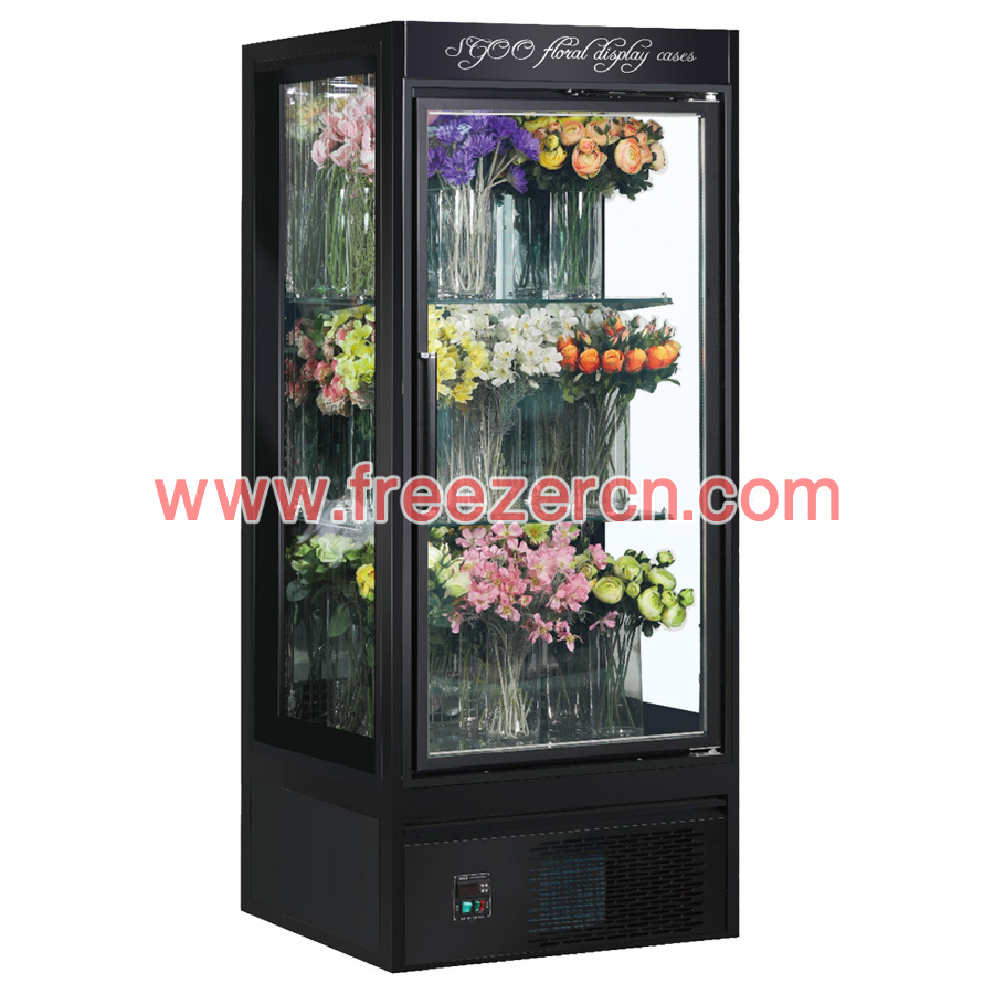 MS-Q14FE Bottom mounted unit Glass door floral fridge
