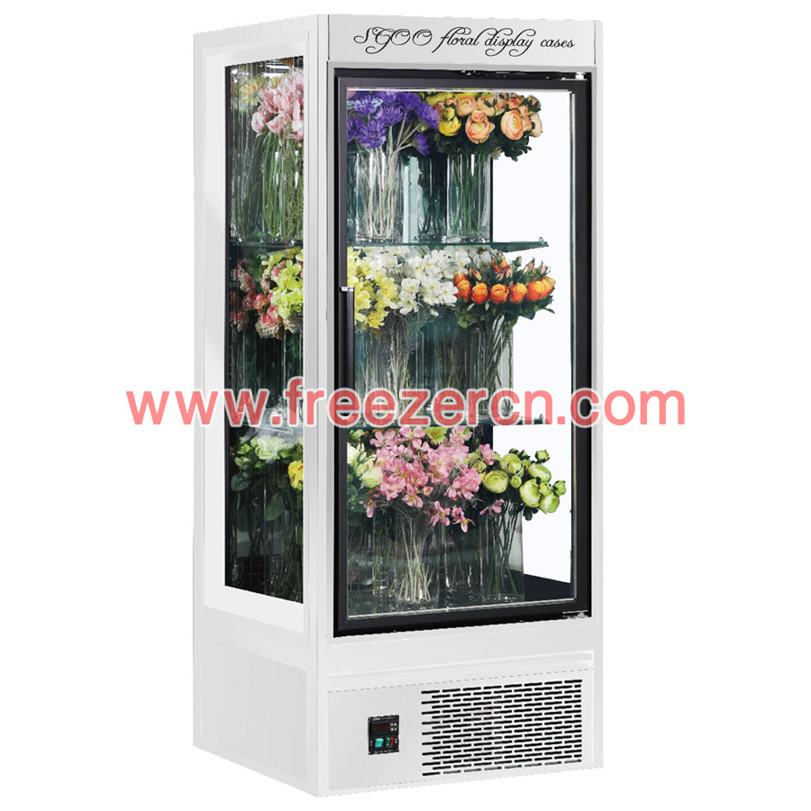 MS-Q14FE Bottom mounted unit Glass door floral fridge