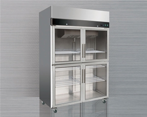 Four glass door vertical refrigerator