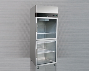 Double glass door vertical refrigerator